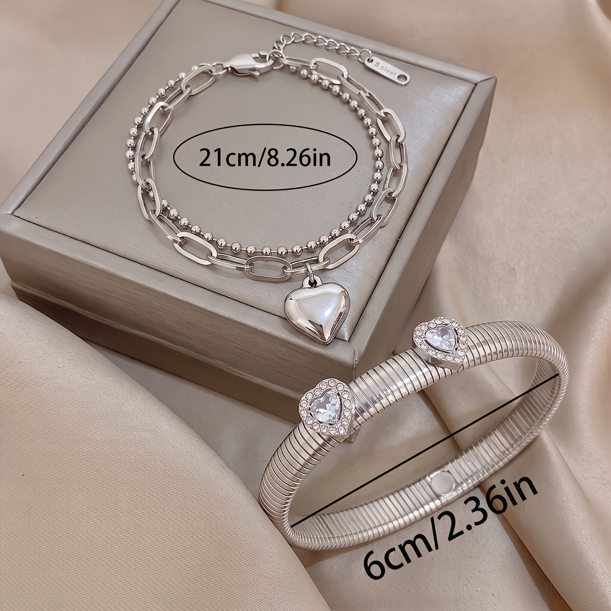 2pcs Unisex Fashionable Bracelet and Bangle Set, Minimalist Style